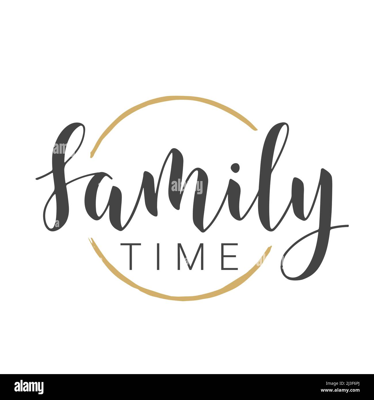 Vektorgrafik. Handgeschriebener Schriftzug von Family Time. Vorlage für Banner, Postkarte, Poster, Print, Sticker oder Webprodukt. Stock Vektor