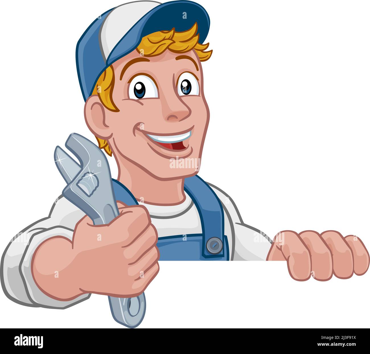 Mechaniker Klempner Schraubenschlüssel Schraubenschlüssel Cartoon Heimwerker Stock Vektor