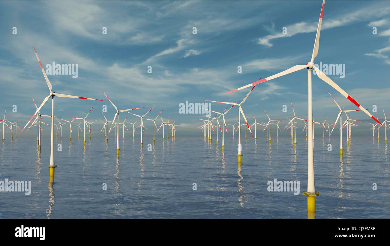 Windenergie - Offshore-Windpark Stockfoto