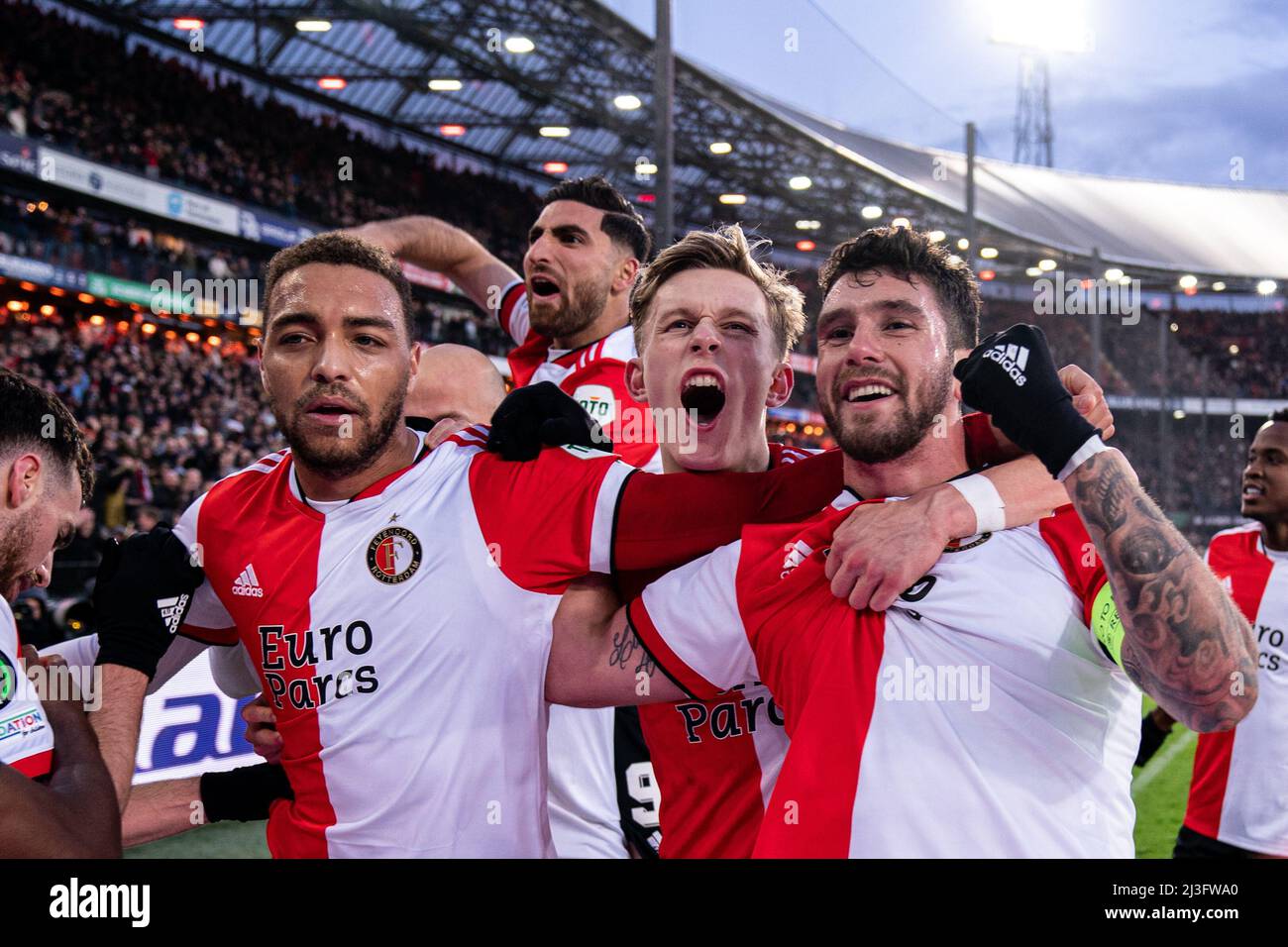 Rotterdam - Cyriel Dessers von Feyenoord, Alireza Jahanbakhsh von Feyenoord, Marcus Holmgren Pedersen von Feyenoord, Marcos Senesi von Feyenoord während der Th Stockfoto