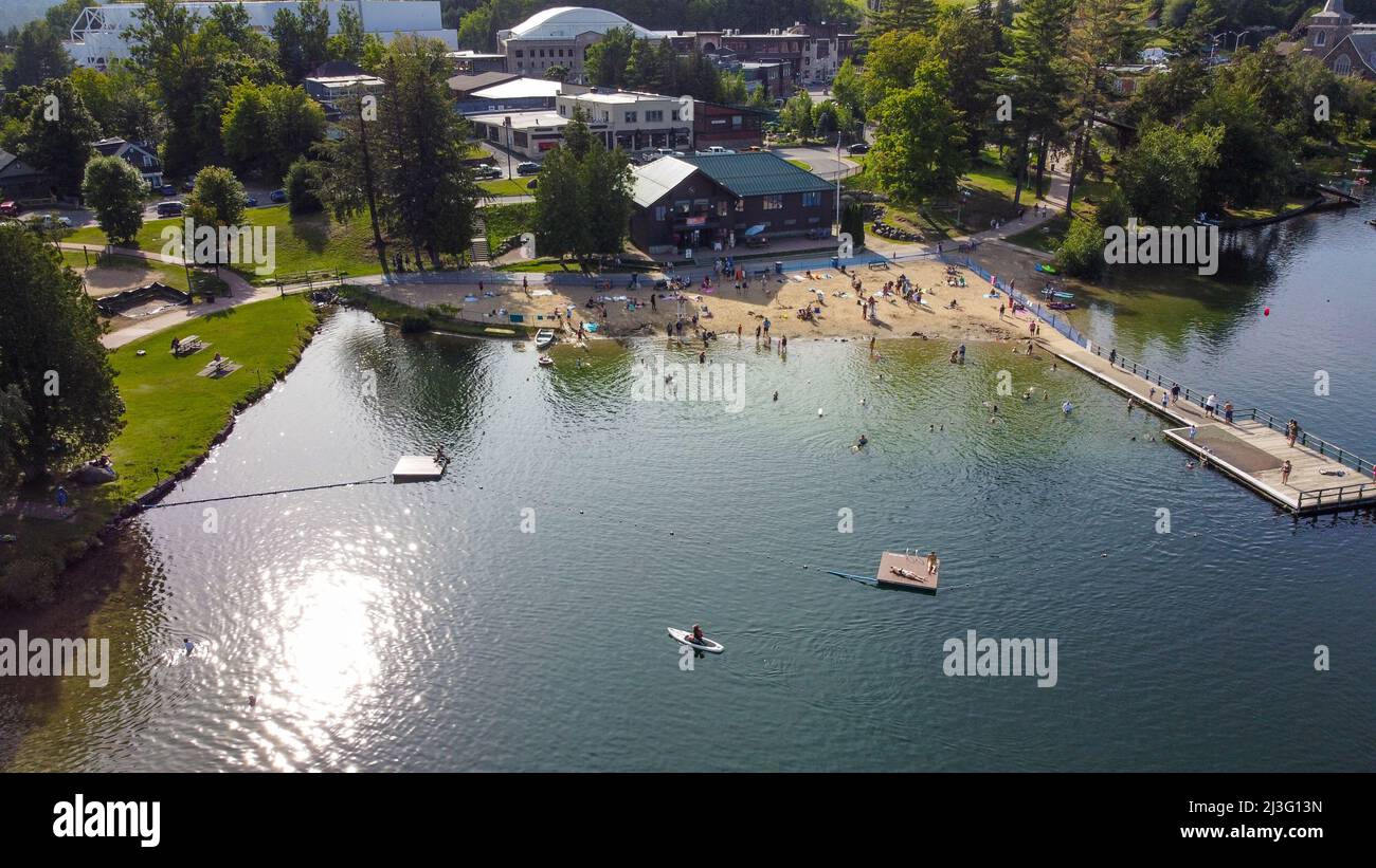 Mirror Lake Public Beach, Lake Placid, New York Stockfoto