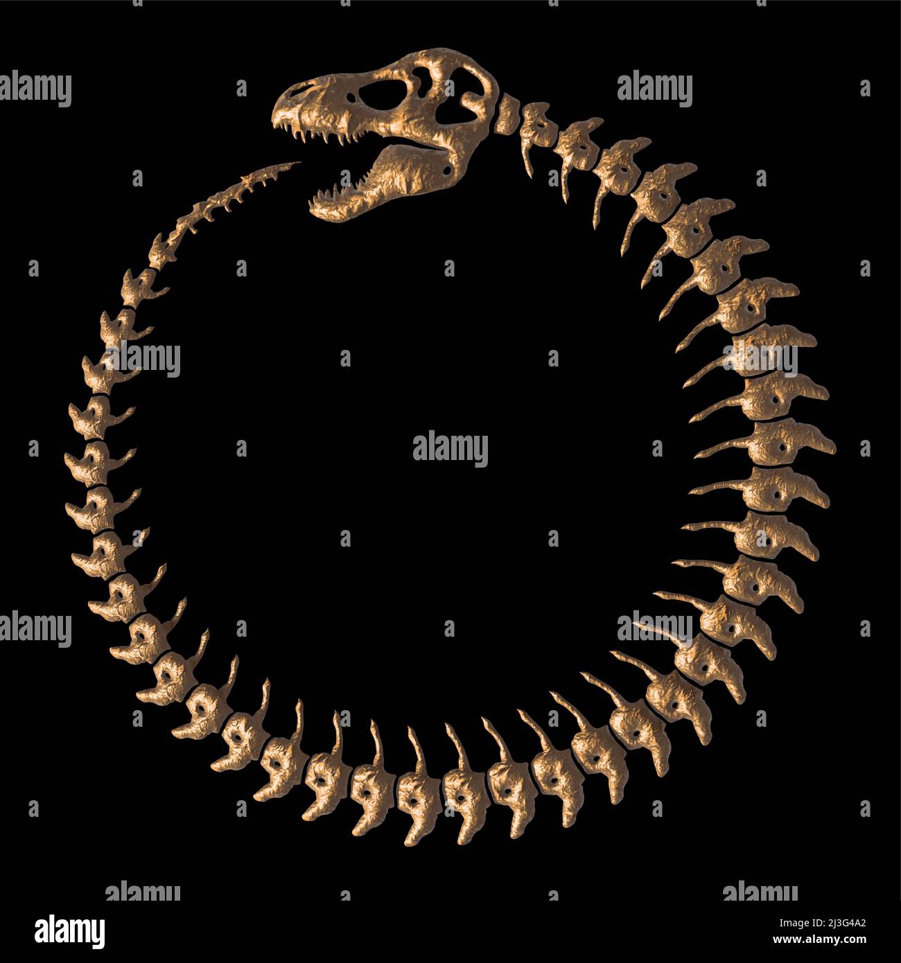 3D Dinosaurier-Skelett als Ouroboros Infinity-Symbol - Render Stock Vektor