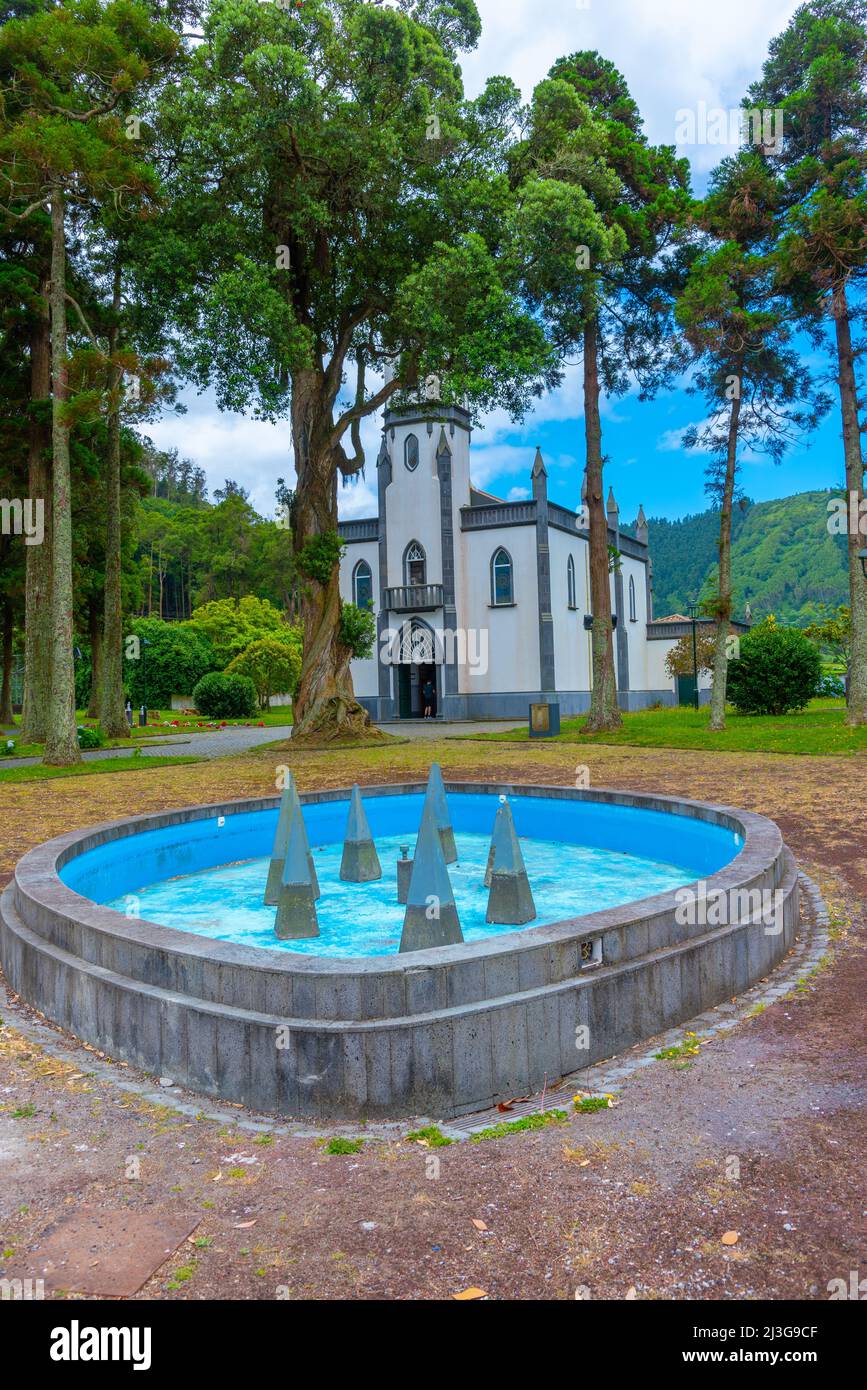 Sao Nicolau Kirche in Sete Cidades Stadt in Sao Miguel, Portugal. Stockfoto
