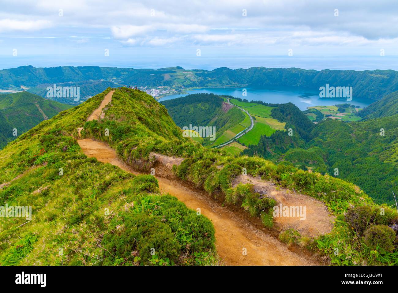 Miradouro da Boca do Inferno auf der Insel Sao Miguel, Portugal. Stockfoto