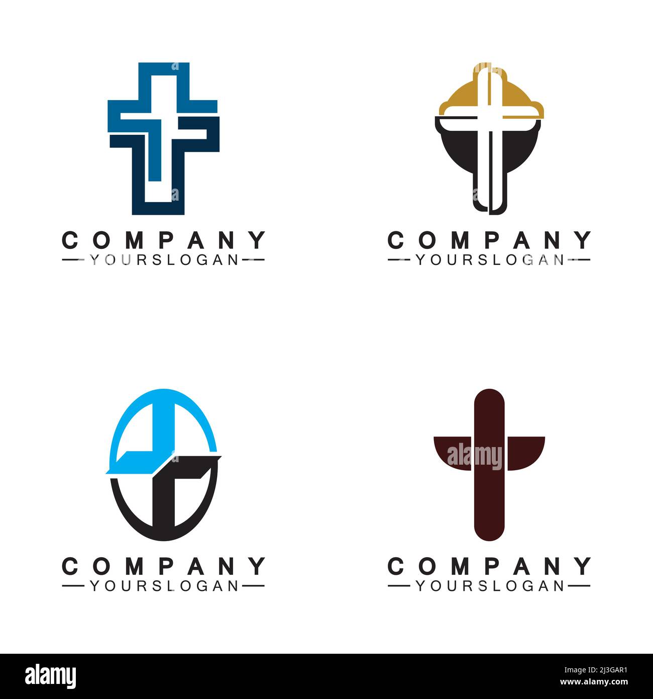 Kirchenlogo.Illustration eines modernen, sauberen Kirchenkreuzes für ein modernes Kirchenzeichen.Ikone des christlichen Kreuzes. Zeichen der katholischen, religiösen und orthodoxen Stock Vektor