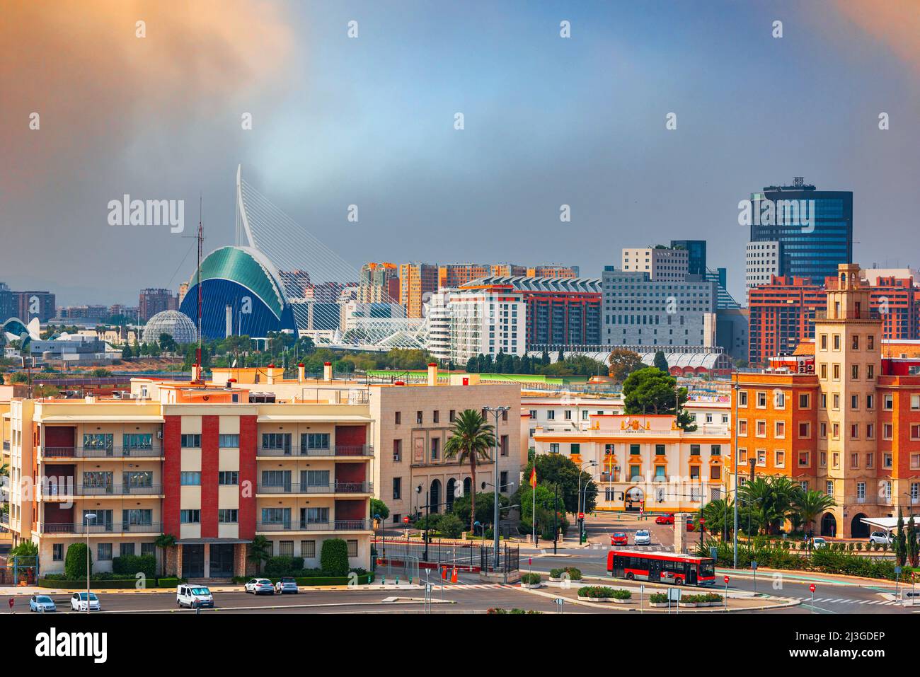 Valencia, die Skyline der Innenstadt von Spanien. Stockfoto