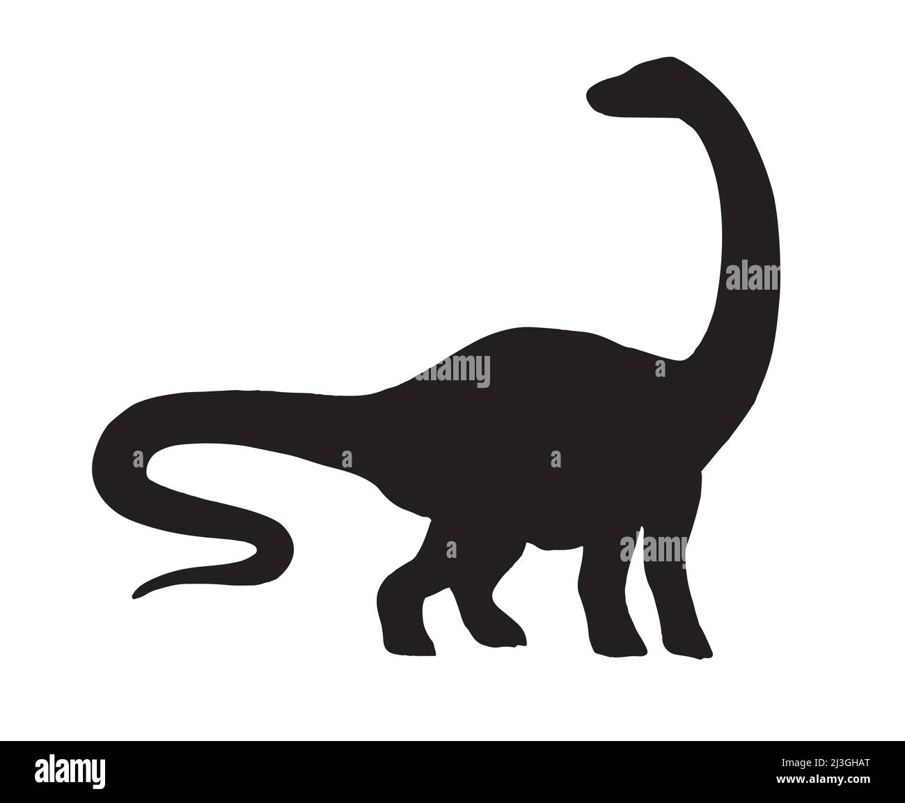 Vektor schwarz diplodocus brachiosaurus Dinosaurier Silhouette isoliert auf weißem Hintergrund Stock Vektor