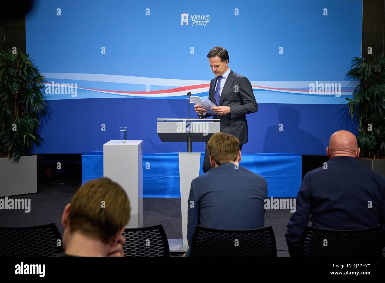 2022-04-08 15:17:22 DEN HAAG - Premierminister Mark Rutte während der Pressekonferenz nach dem wöchentlichen Ministerrat. ANP PHIL NIJHUIS niederlande Out - belgien Out Stockfoto