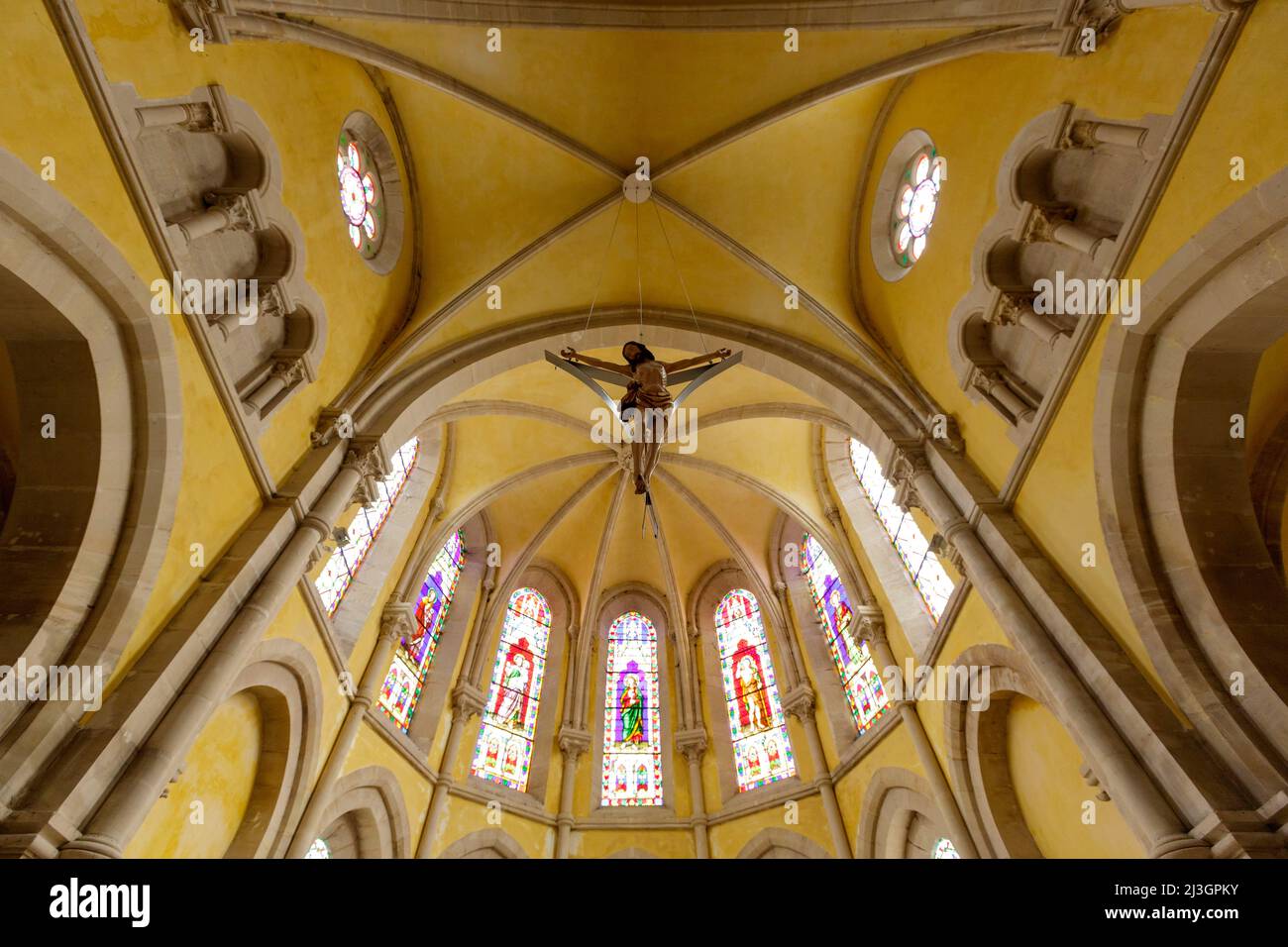 Frankreich, Maas, Commercy, der Chor der Kirche Saint-Pantaleon (16., 18. und 19. Jahrhunderte) im neugotischen Stil Stockfoto