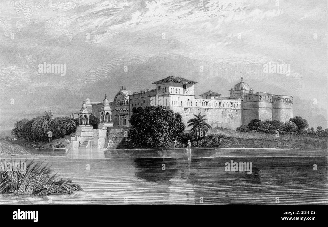 'Perawa, - Malwa', 1834. Alternativer Titel: 'Palast in Perawa, Malwa, Bengalen', Indien. Aus „Views in India, China and on the Shores of the Red Sea, Vol. I“. [Fisher, Son &amp; Co., London, 1835] Stockfoto