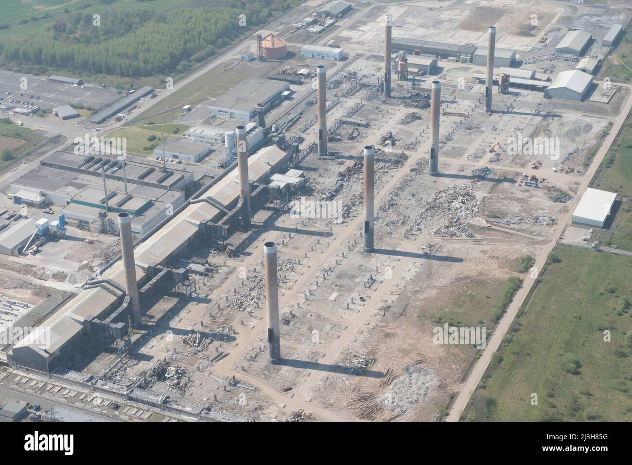 Teilweise abgerissen Lynemouth Aluminium Smelleder, Northumberland, 2016. Stockfoto