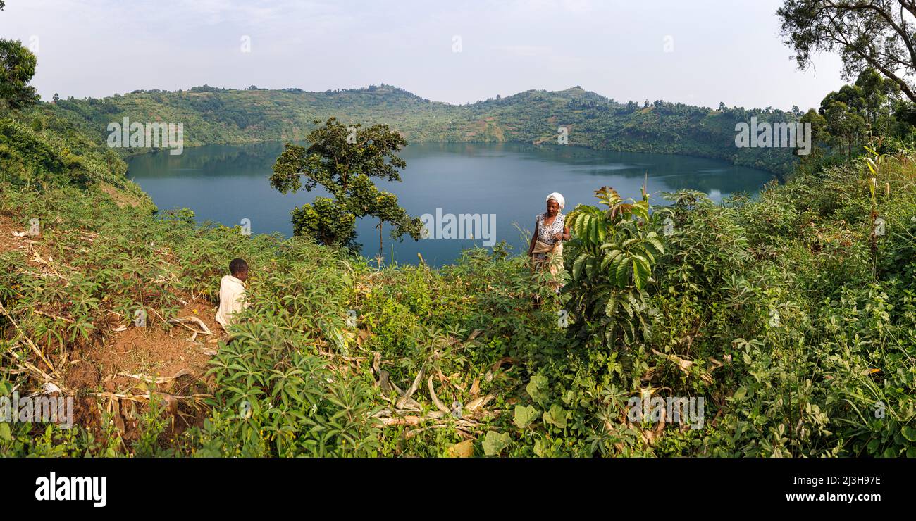 Uganda, Rubirizi District, Katunguru, Chema Krater Lake Stockfoto