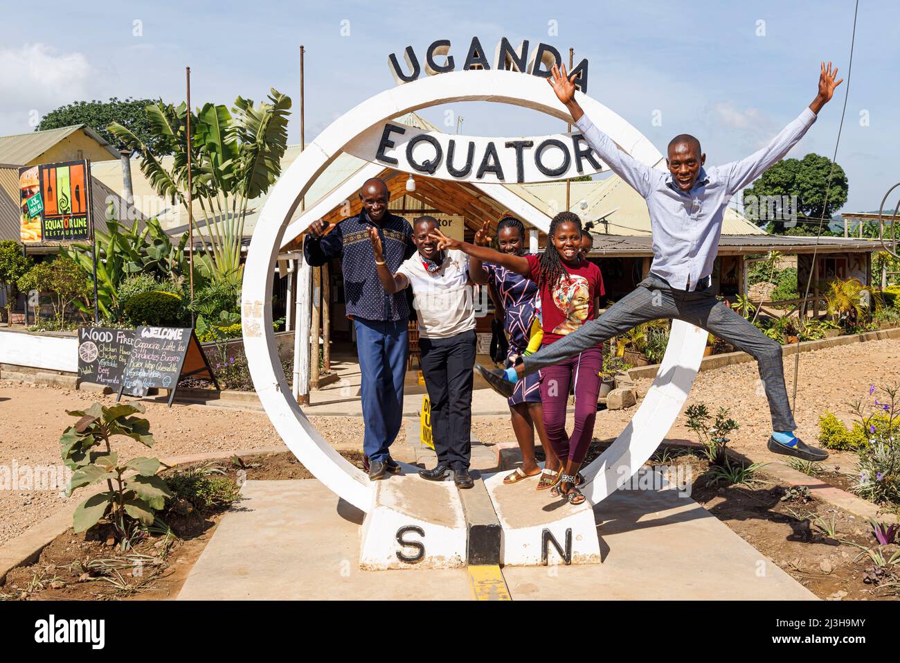 Uganda, Distrikt Mpigi, Nabusanke, Äquatorlinie Stockfoto