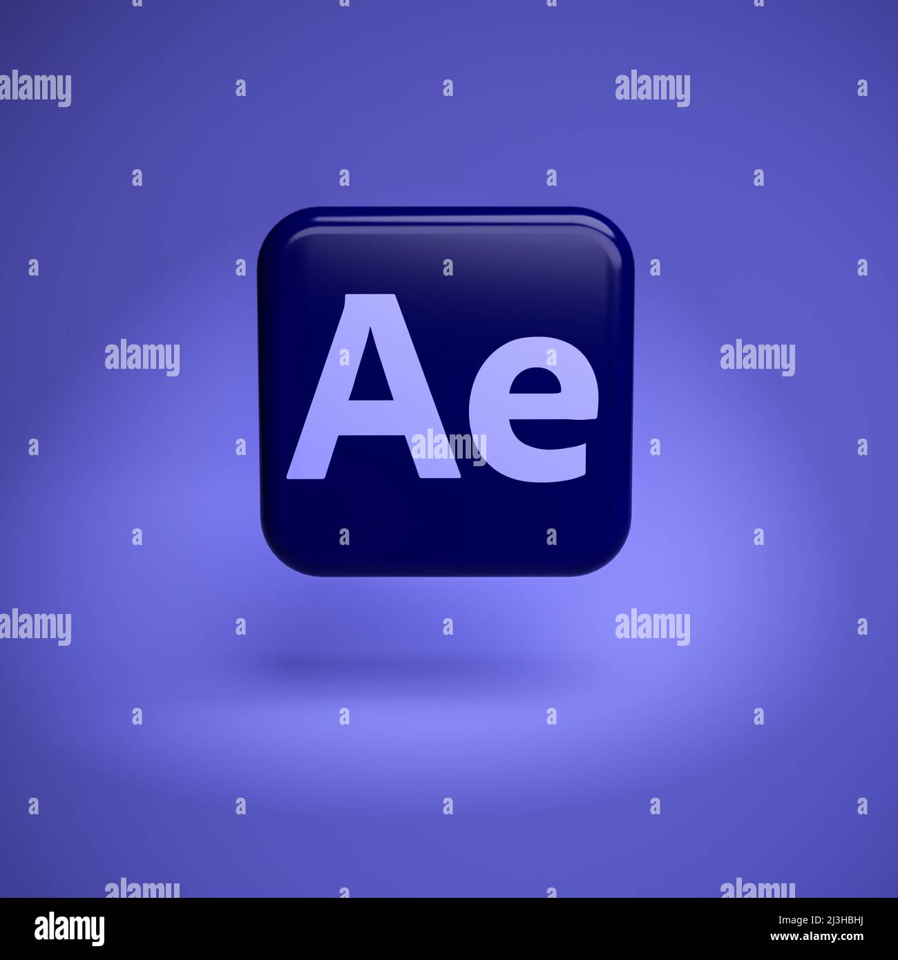Logo der Visual Effects-, Motion Graphics- und Compositing-Anwendung Adobe After Effects (Teil der Creative Cloud Apps Suite) und Begleitappl Stockfoto