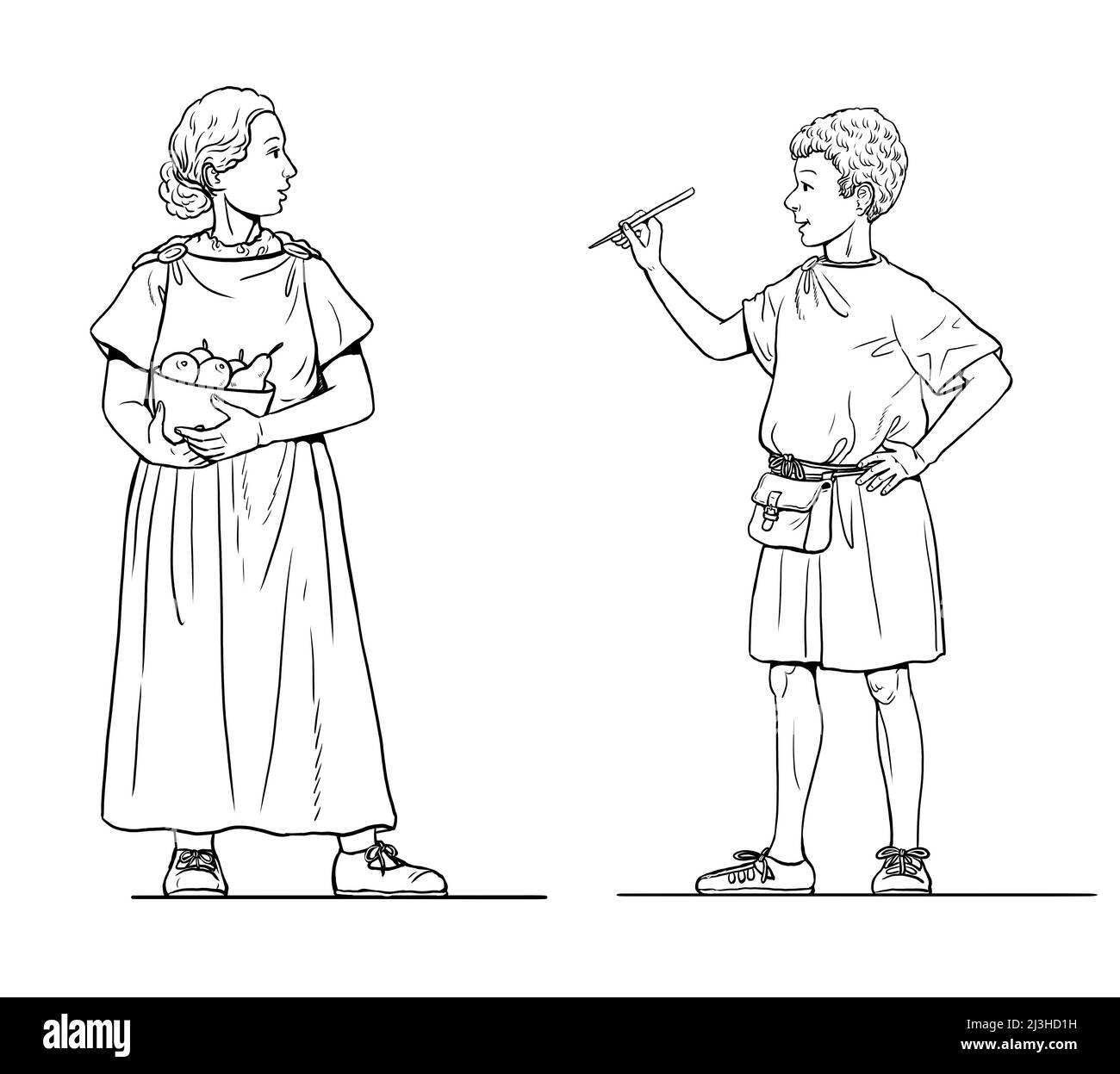 Illustration für römische Kinder. Kinder im antiken Rom. Stockfoto