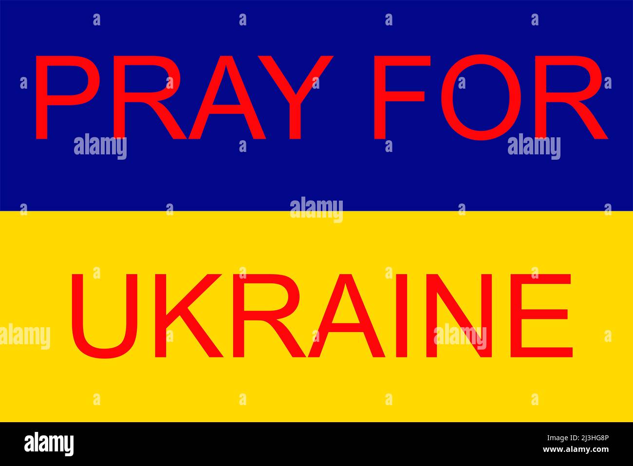 Aktuelle Nationalflagge des Landes Ukraine, mit Schriftzug Pray for ukraine Stockfoto