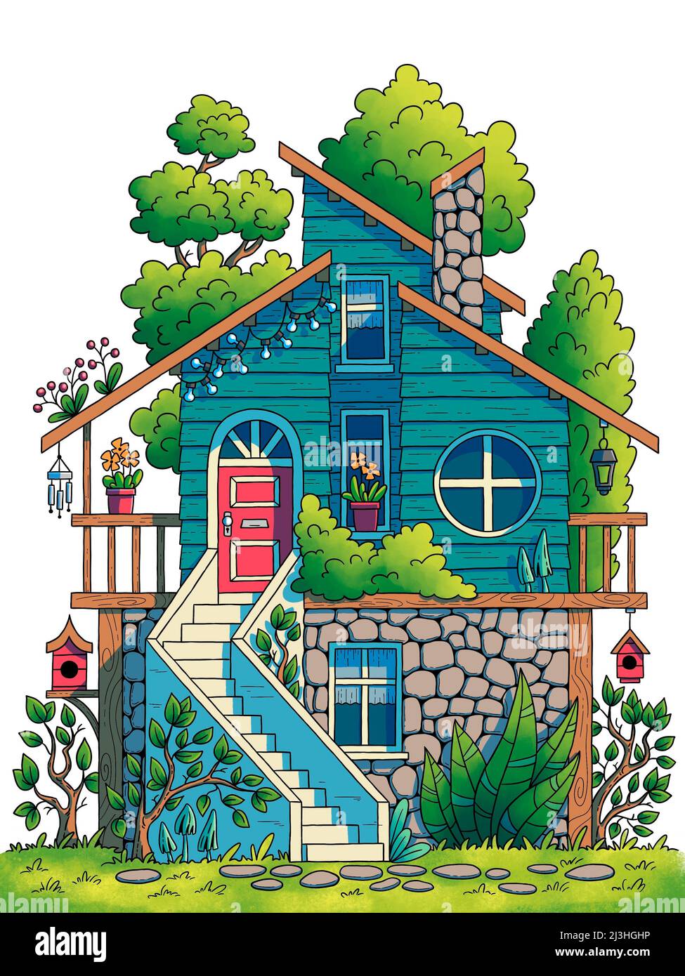 Handgezeichnete Abbildung eines Hauses Stockfoto