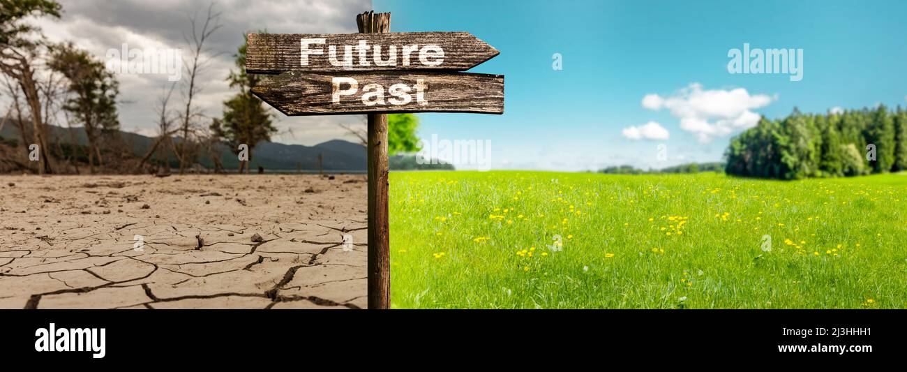 Klimawandel von der Vergangenheit in die Zukunft Stockfoto