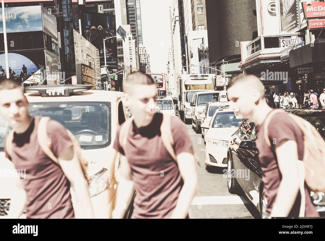 Theatre District, New York City, NY, USA, Triple Guy at Times Square (Fotomontage) Stockfoto