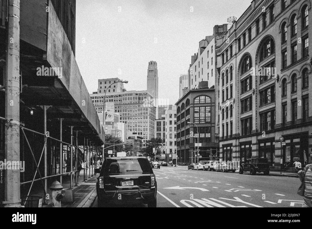 14 NORTH MOORE ST, New York City, NY, USA, The Hook & Ladder 8 Firehouse. Die Feuerwache wurde im Film Ghostbusters berühmt. Gelegen in Tribeca, Lower Manhattan. Stockfoto