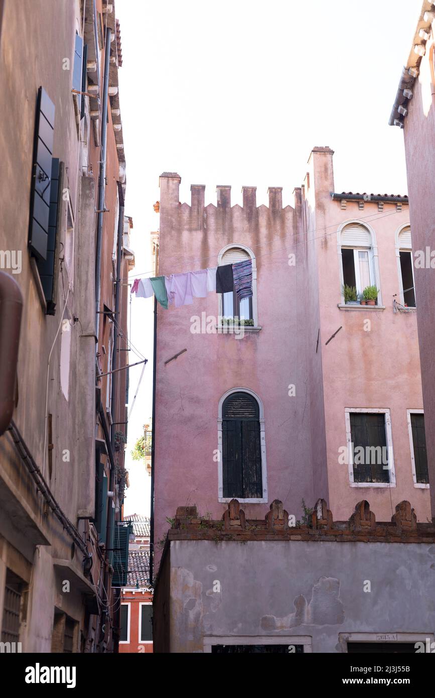 Ruhige Wohngegend abseits der Touristenpfade in Venedig, Italien Stockfoto