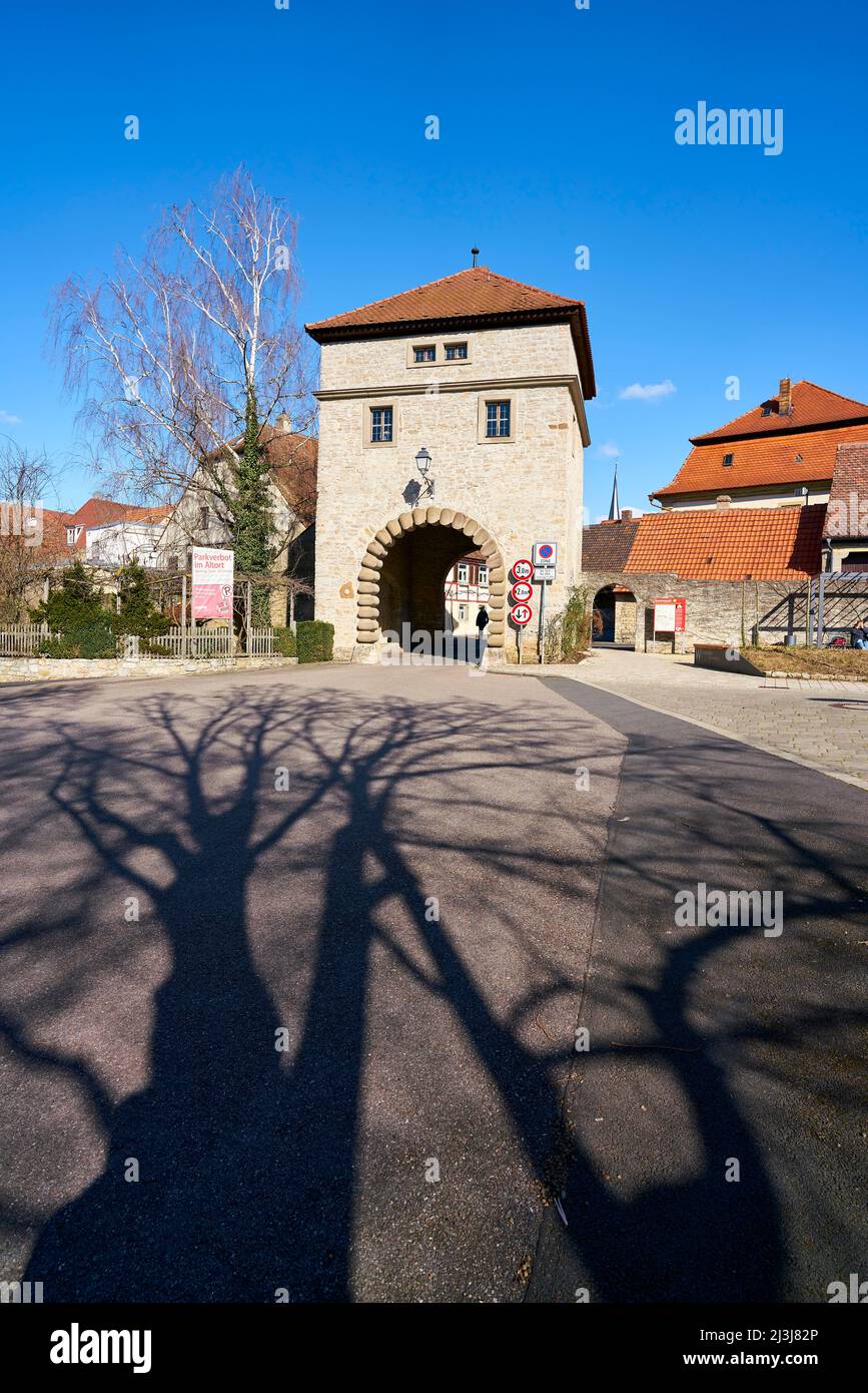 Historisches Dorfzentrum des Weindorfes Sommerach an der Vokacher Mainschleife, Bezirk Kitzingen, Unterfranken, Franken, Bayern, Deutschland Stockfoto