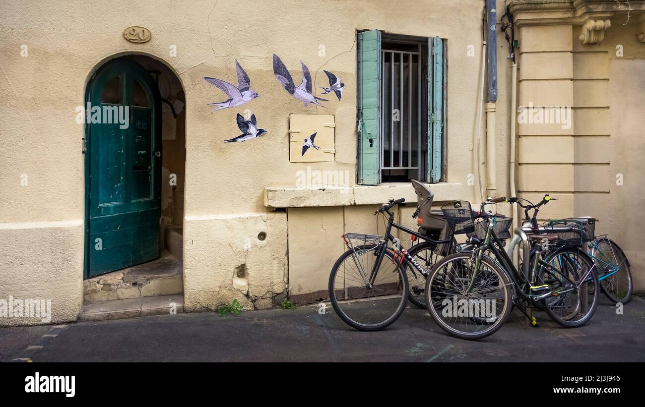 Graffiti in der Altstadt von Montpellier Stockfoto