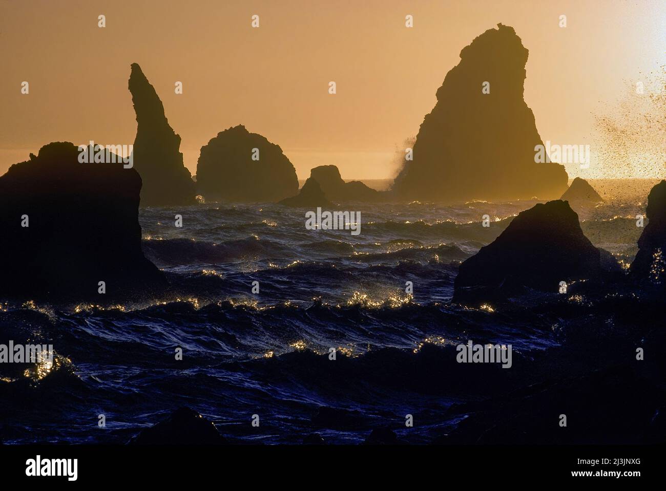 The Restless Pacific, Eroding Rocky Formations, Nordkalifornien Stockfoto