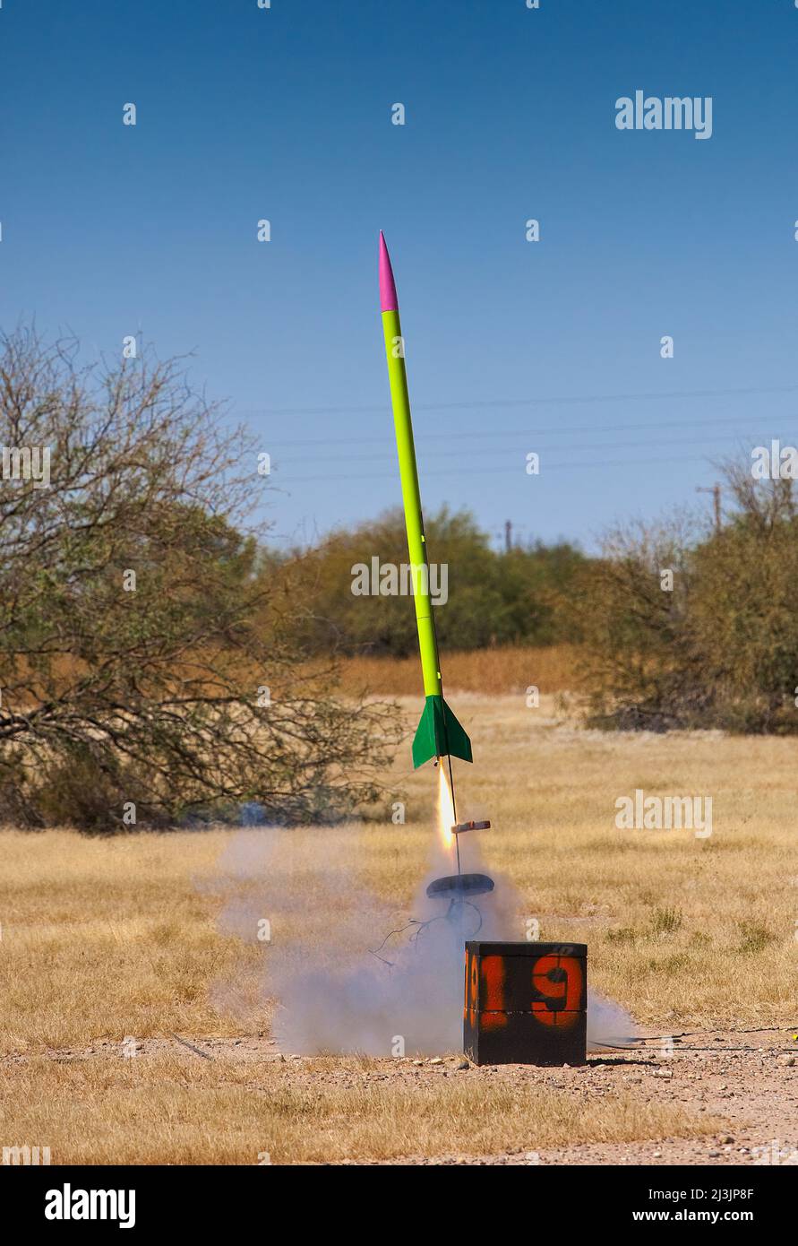 Modell-Raketenstart Stockfoto