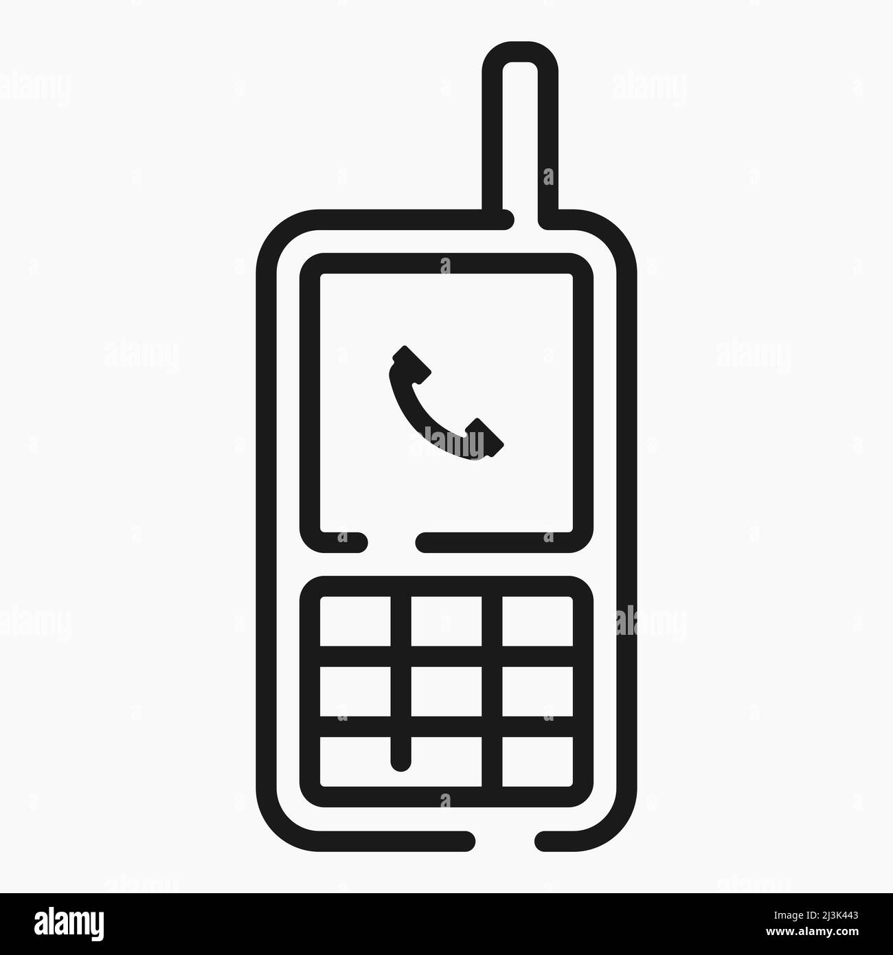 Altes Mobiltelefon mit Tasten Linie Symbol Vektor flache Abbildung Stock Vektor