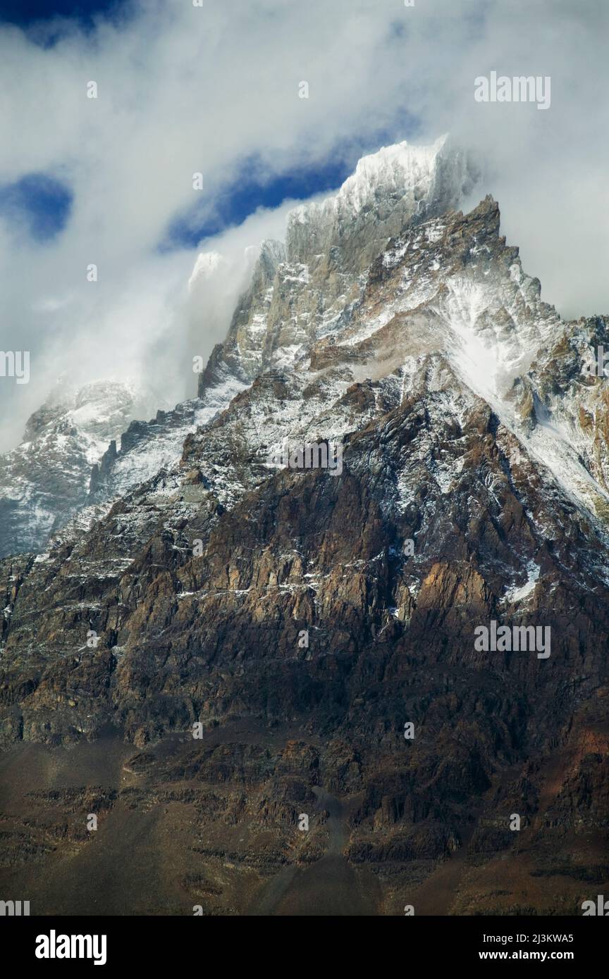 Cerro Paine Grande Peaks, Torres del Paine Nationalpark, Chile.; Cerro Paine Grande, Torres del Paine Nationalpark, Patagonien, Chile. Stockfoto