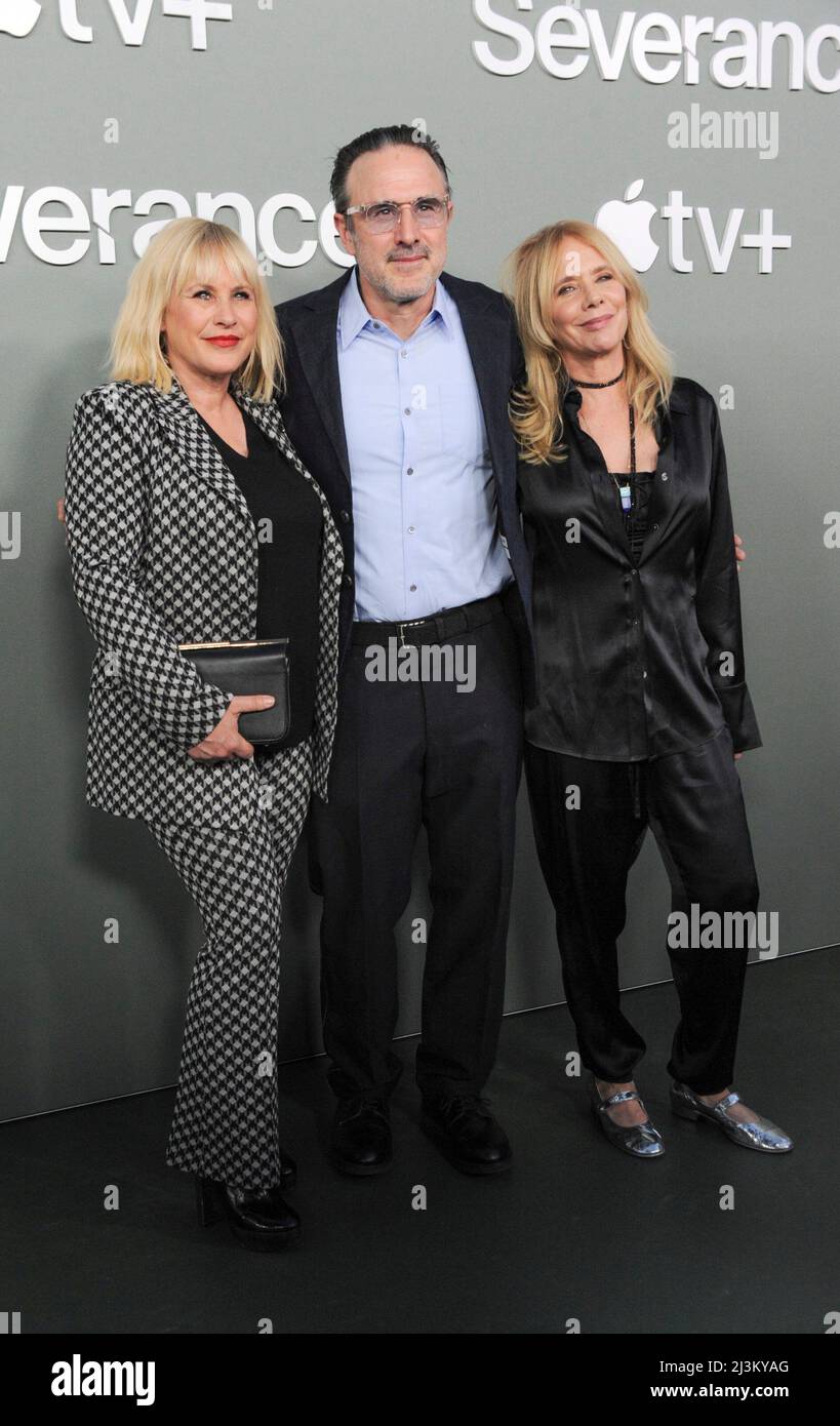 Los Angeles, Kalifornien. 8. April 2022. Patricia Arquette, David Arquette, Rosanna Arquette bei der Ankunft für SEVERANCE Season Finale Screening auf Apple TV , The Directors Guild of America (DGA) Theatre Complex, Los Angeles, CA 8. April 2022. Kredit: Elizabeth Goodenough/Everett Collection/Alamy Live Nachrichten Stockfoto