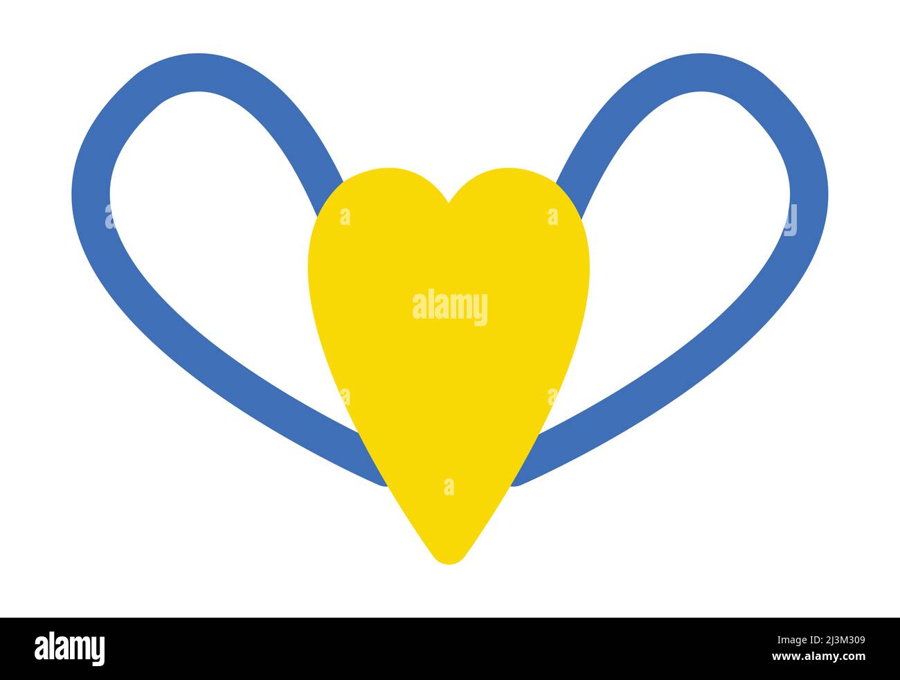 Ich liebe das Clipart Element in der Ukraine. Blaue und gelbe Vektor-Herzen mit Flügeln, Farben der ukrainischen Flagge Stock Vektor