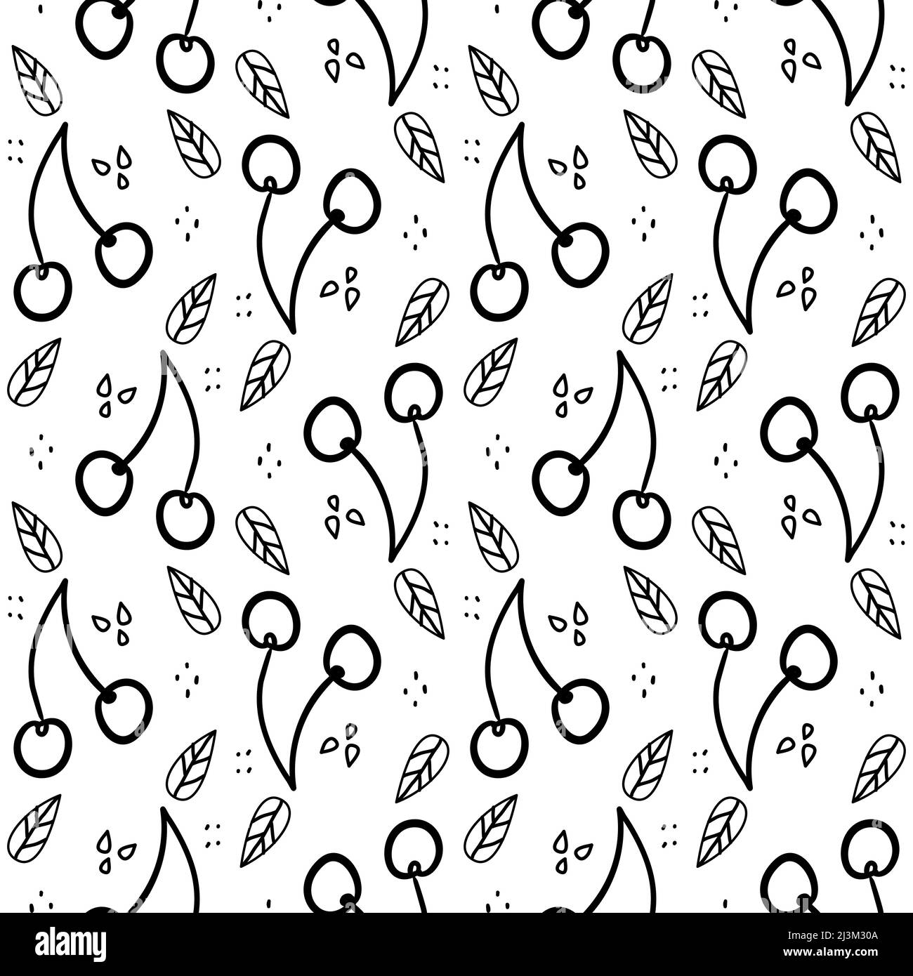 Süßes Kirsch-Rapportiertes Muster. Nahtlose Textur mit Waldbeeren. Sommermotive mit frischen, gesunden Lebensmittelzutaten Stock Vektor