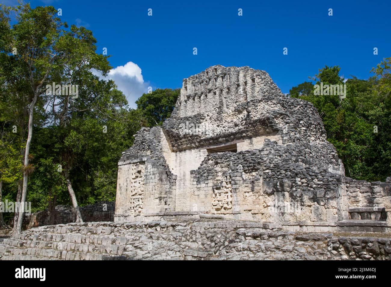 Struktur VI, Maya-Ruinen, Chicanna Archäologische Zone; Chicanna, Campeche Staat, Mexiko Stockfoto