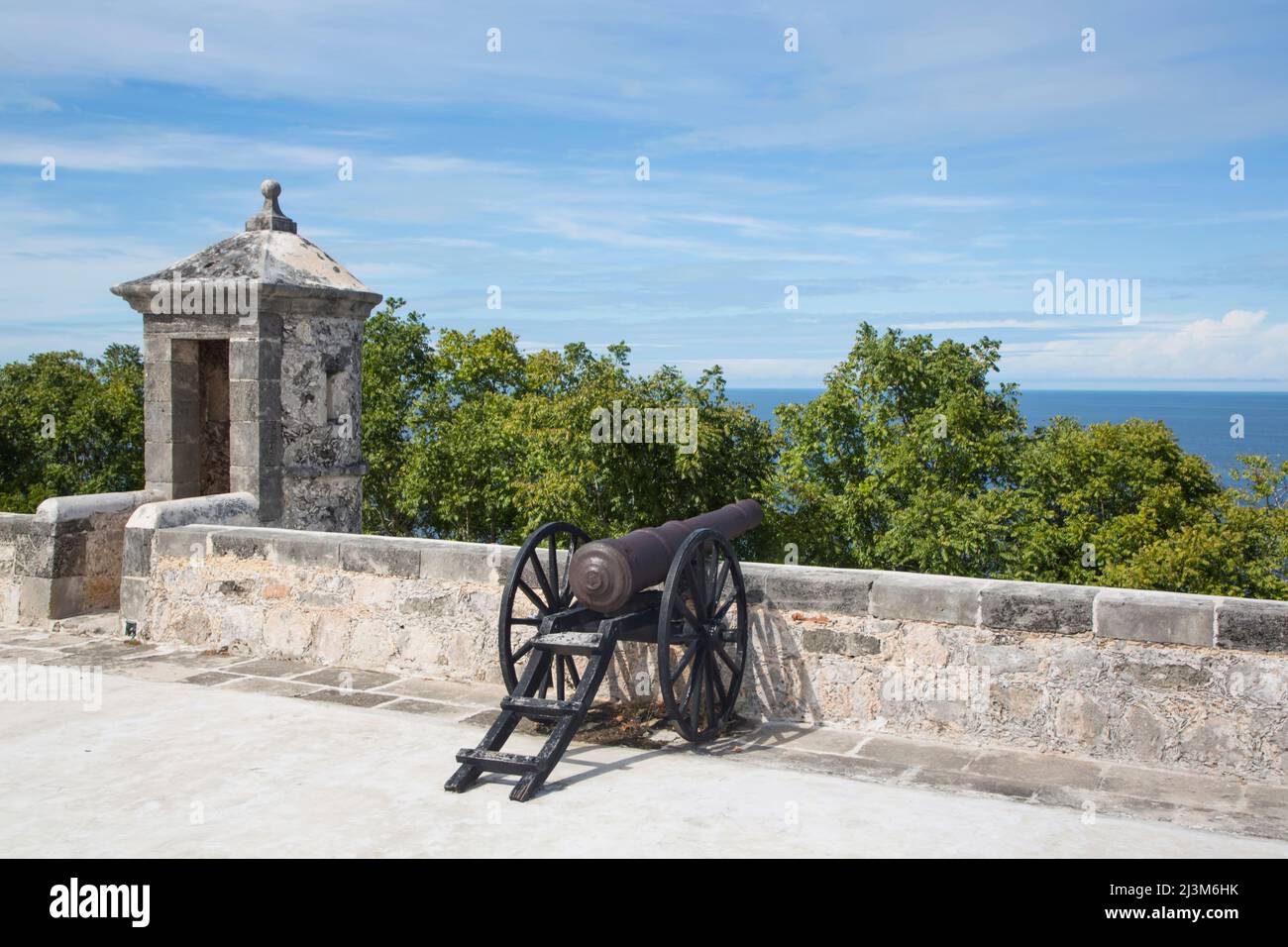 Canon in Fort von San Jose el Alto, Campeche, Mexiko; Campeche, Bundesstaat Campeche, Mexiko Stockfoto