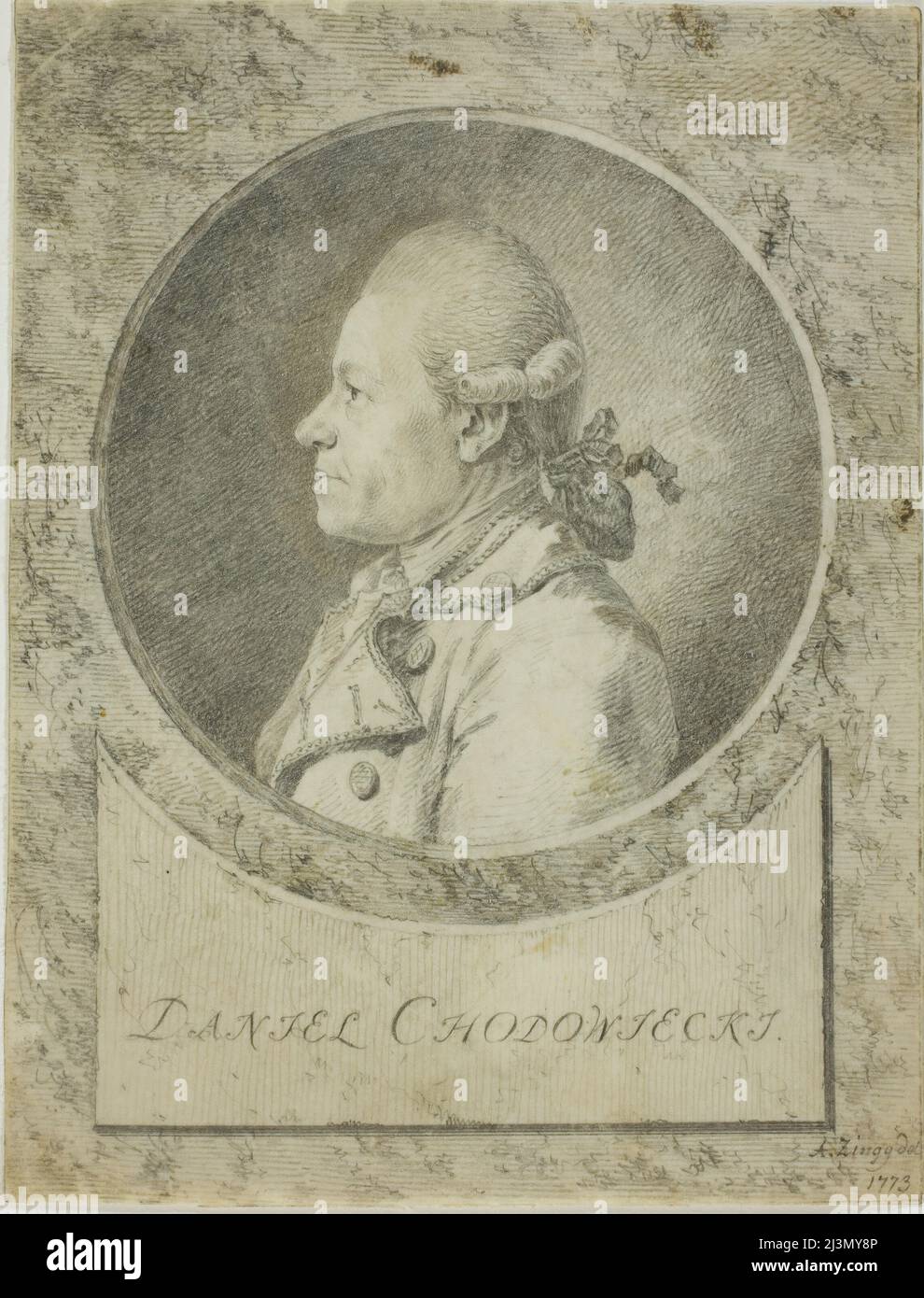 Profil von Daniel Chodowiecki, 1773. Stockfoto