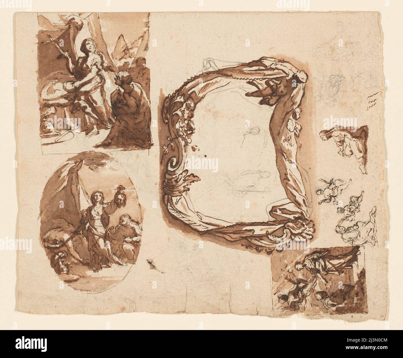 Judith and Holofernes and Other Studies (recto); Diana and Endymion (verso), um 1718. Stockfoto