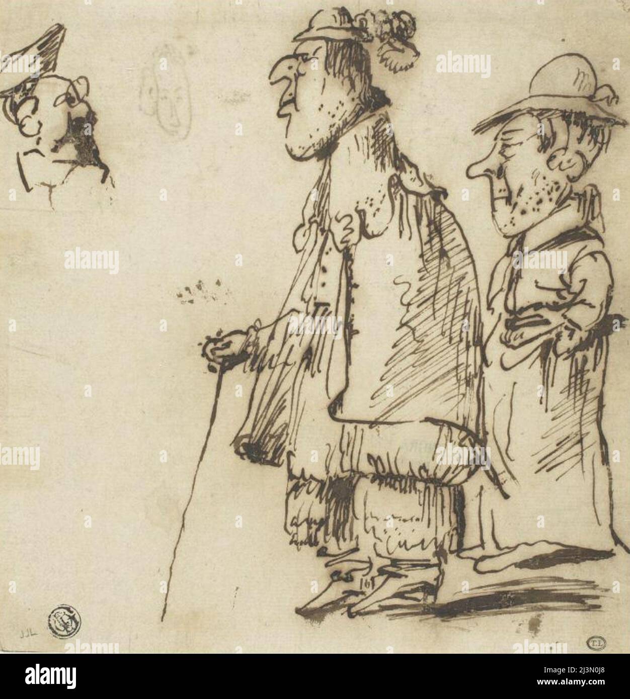 Drei männliche Karikaturen, n.d. Stockfoto