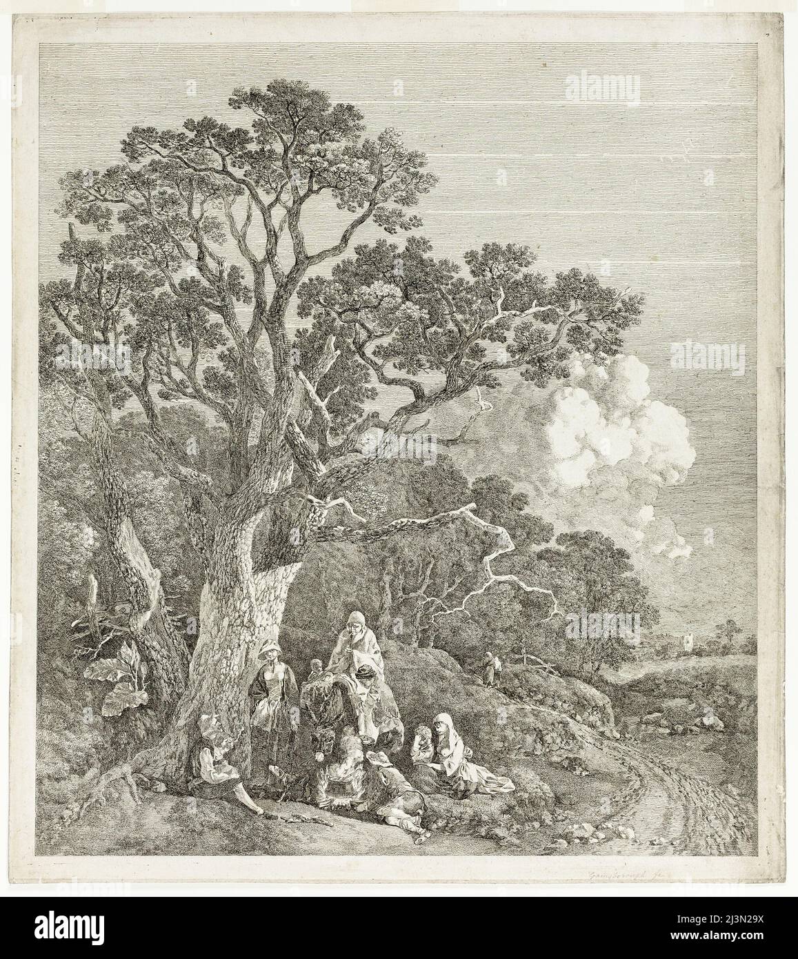 Bewaldete Landschaft mit Zigeunern versammelt um ein Feuer, 1753/54. Stockfoto