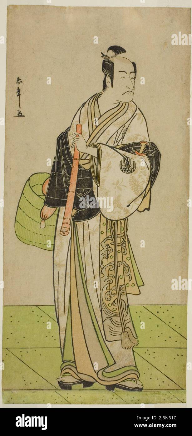 Der Schauspieler Ichikawa Ebizo als Kudo Suketsune verkleidet als Komuso im Theaterstück Waka Murasaki Edokko Soga, trat im ersten Monat, 1792, Japan, c.. 1792. Stockfoto