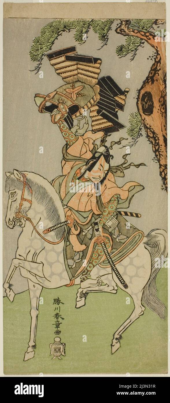 Der Schauspieler Ichikawa Danjuro V als Soga no Goro Tokimune im Theaterstück Sakai-Cho Soga Nendaiki, aufgeführt am Nakamura Theater im ersten Monat, 1771, Japan, c.. 1771. Stockfoto