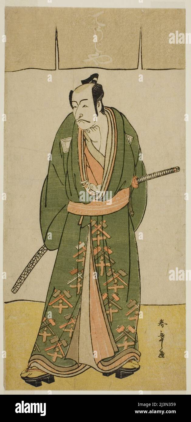 Der Schauspieler Ichikawa Danjuro V als Gokuin Sen'emon im Theaterstück Hatsumombi Kuruwa Soga, aufgeführt im Nakamura Theater im zweiten Monat, 1780, Japan, c. 1780. Stockfoto