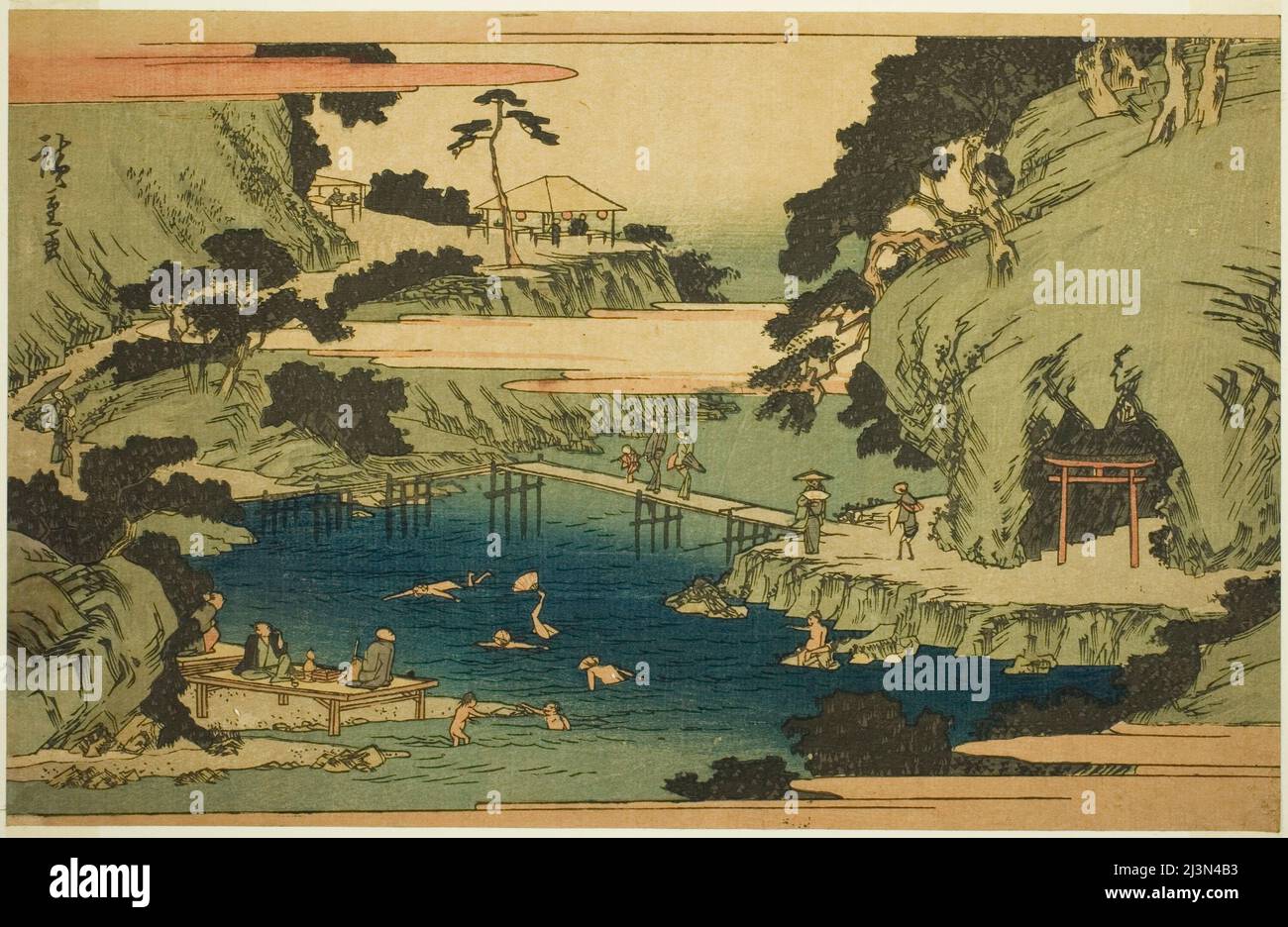 Tazinogawa in Oji (Oji Tazinogawa), aus der Serie "berühmte Orte in der östlichen Hauptstadt (Toto meisho)", c. 1839/42. Stockfoto