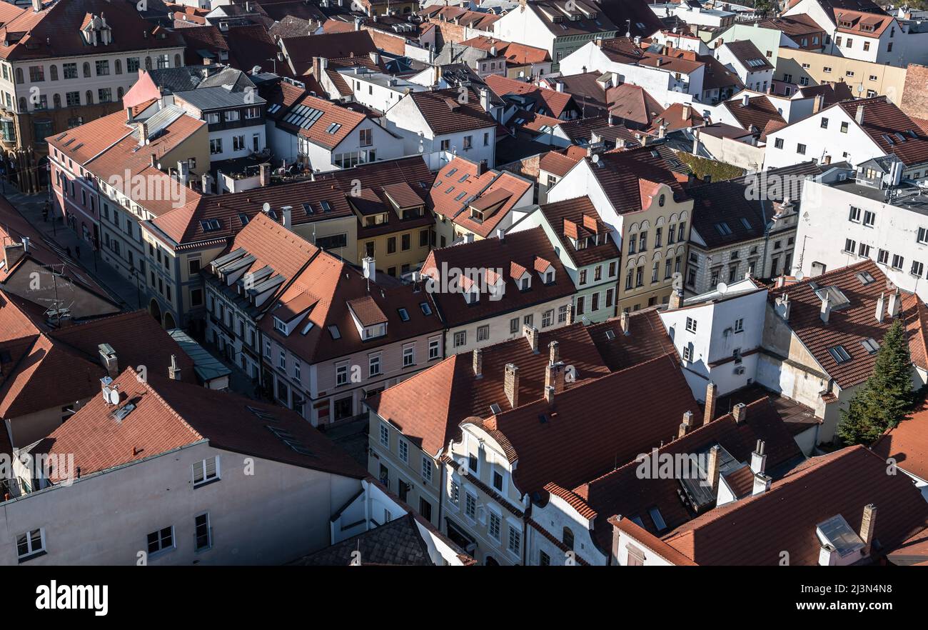 Dächer Der Stadt Budweis (Ceske Budejovice) In Der Tschechischen Republik Stockfoto