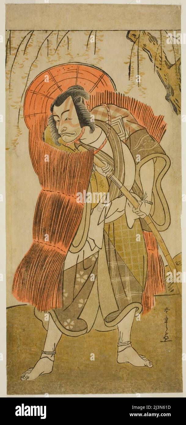 Der Schauspieler Ichikawa Danjuro V als Akushichibyoe Kagekiyo verkleidet als Bettler, in dem Theaterstück Tsukisenu Haru Hagoromo Soga, aufgeführt im dritten Monat, 1777, Japan, c. 1777. Stockfoto
