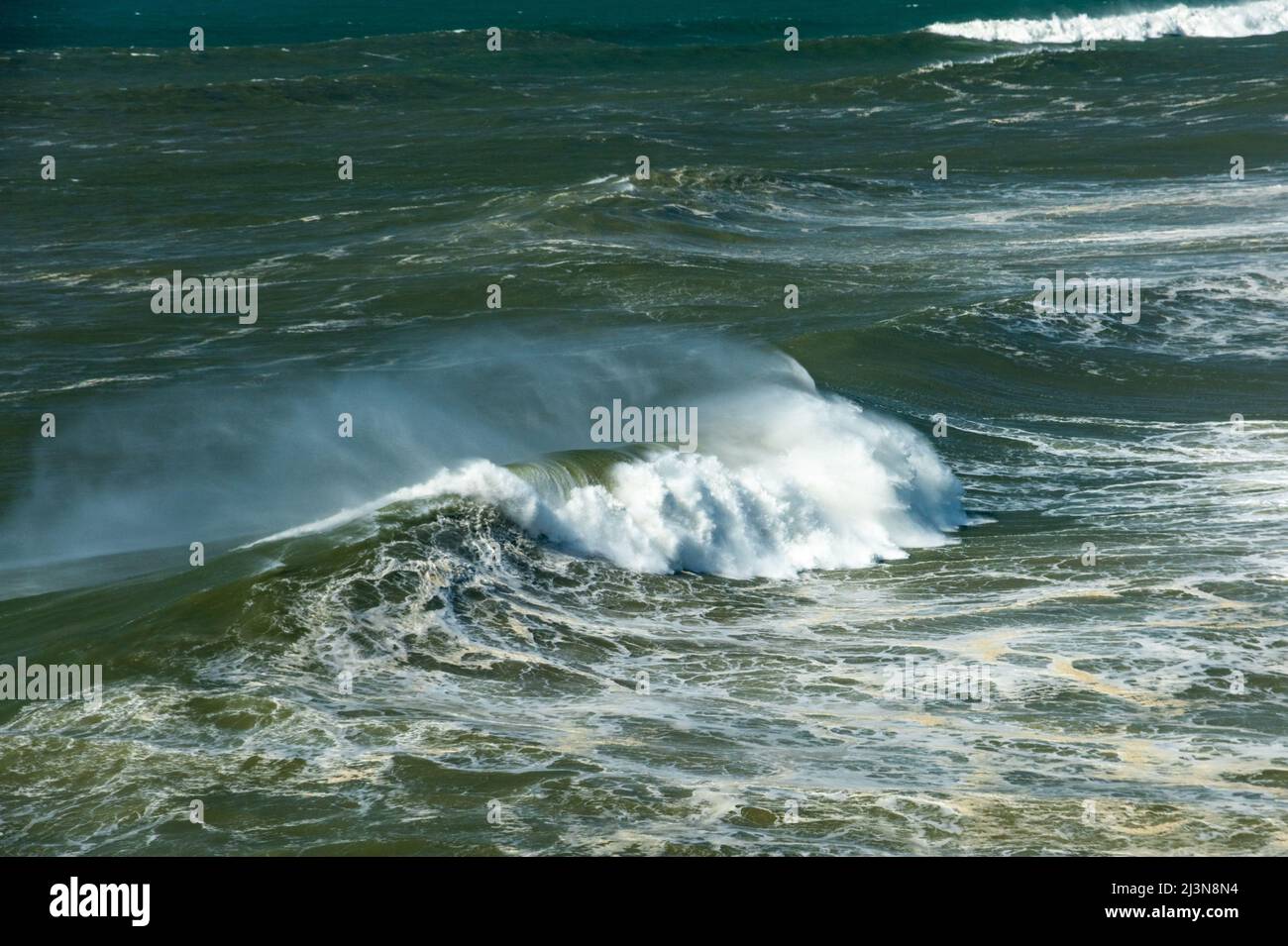 Wellen am Atlantischen Ozean. Nazare, Portugal Stockfoto