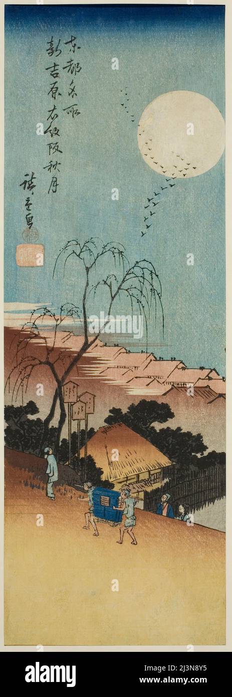 Herbstmond bei New Yoshiwara in Emonzaka (Shin Yoshiwara Emonzaka shugetsu), aus der Serie "Famous Views of the Eastern Capital (Toto meisho)", c. 1835/38. Stockfoto