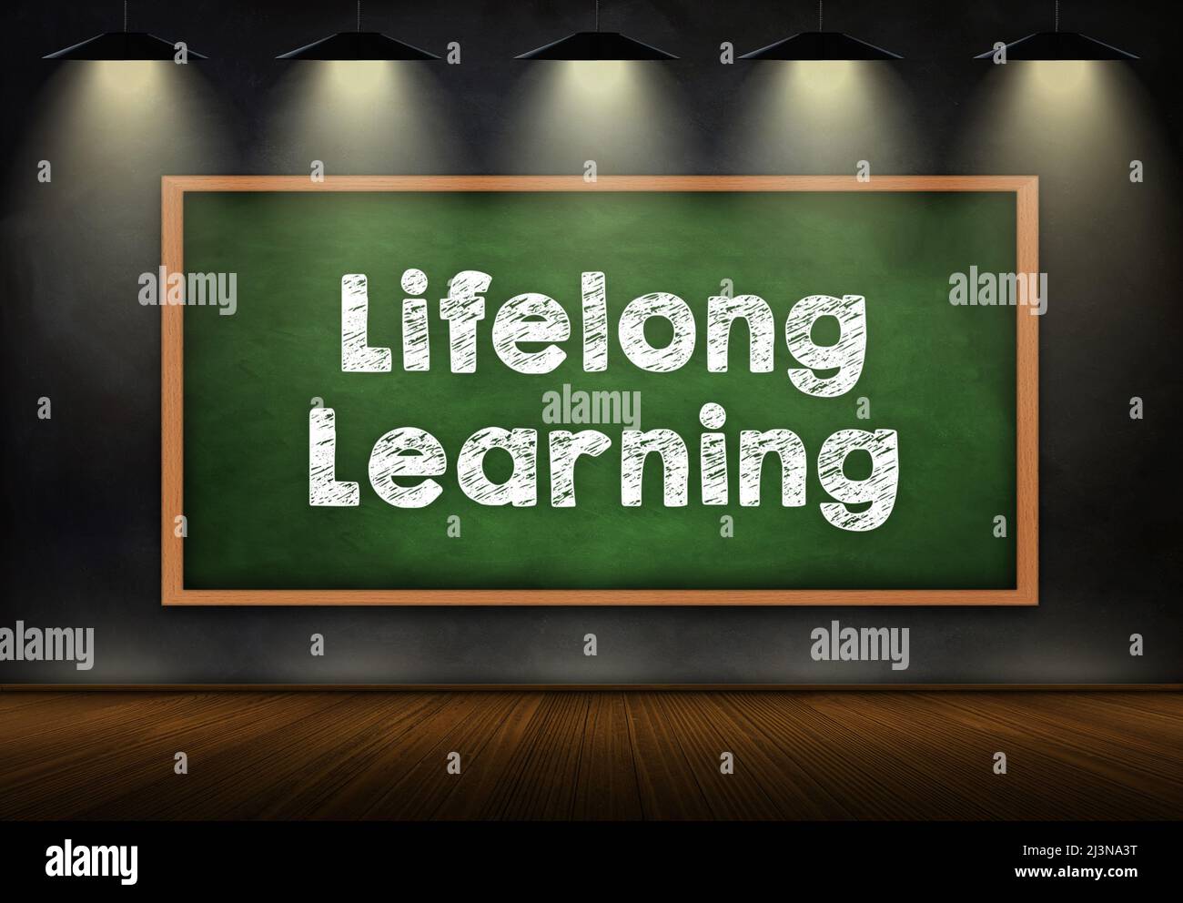 Lebenslanges Lernen – Botschaft auf dem Schwarzen Brett Stockfoto