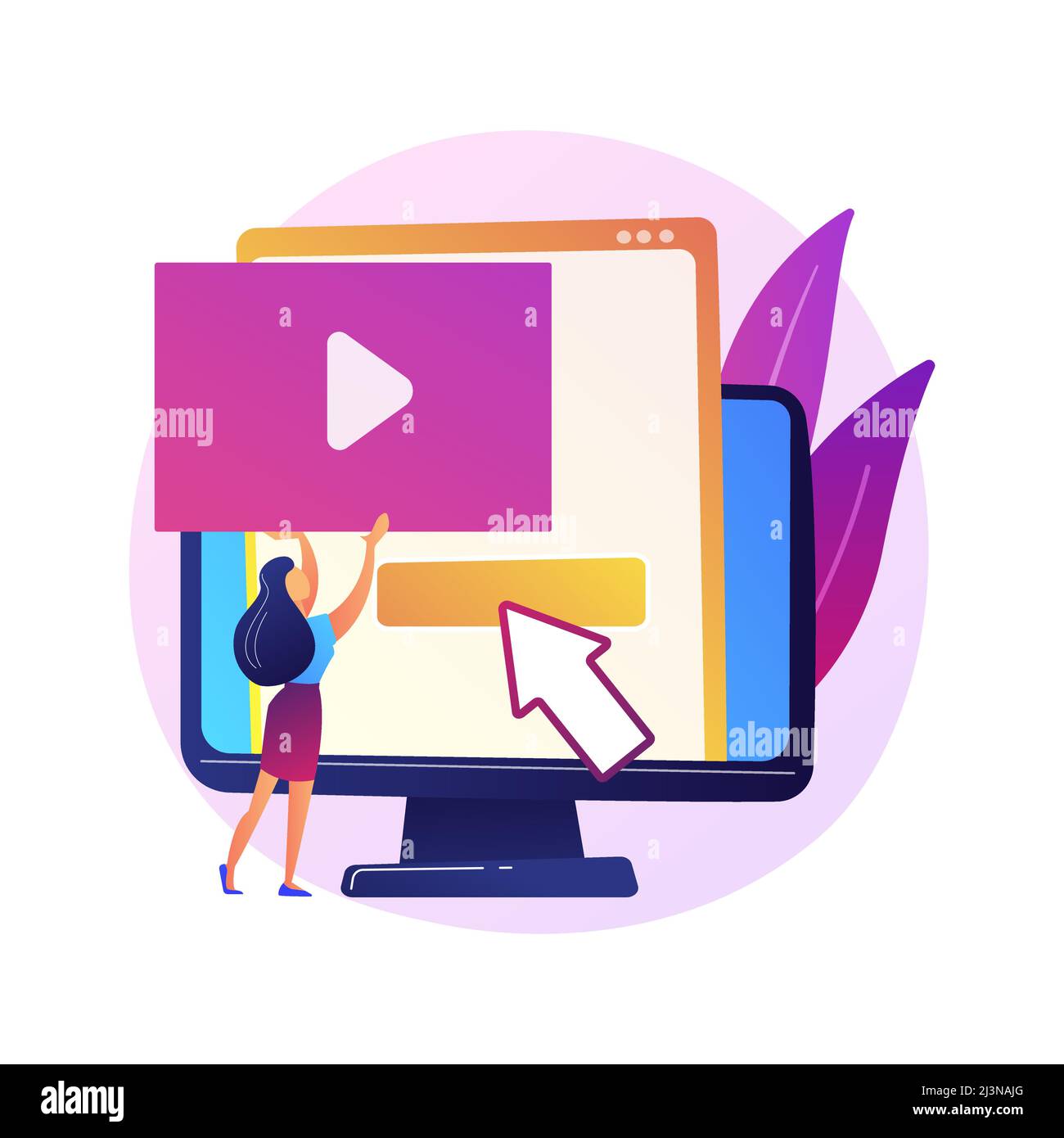 Video-Content-Schöpfer, blogger bunte Cartoon-Charakter. Videobearbeitung, Hochladen, Schneiden. Anordnung der Videoaufnahme, Manipulation. Vektor isoliert Stock Vektor